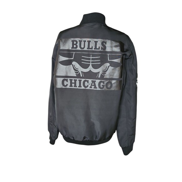 Unk NBA Chicago Bulls Bomber Jacket Mens Large Black Streetwear Basketball Gear - Picture 3 of 9